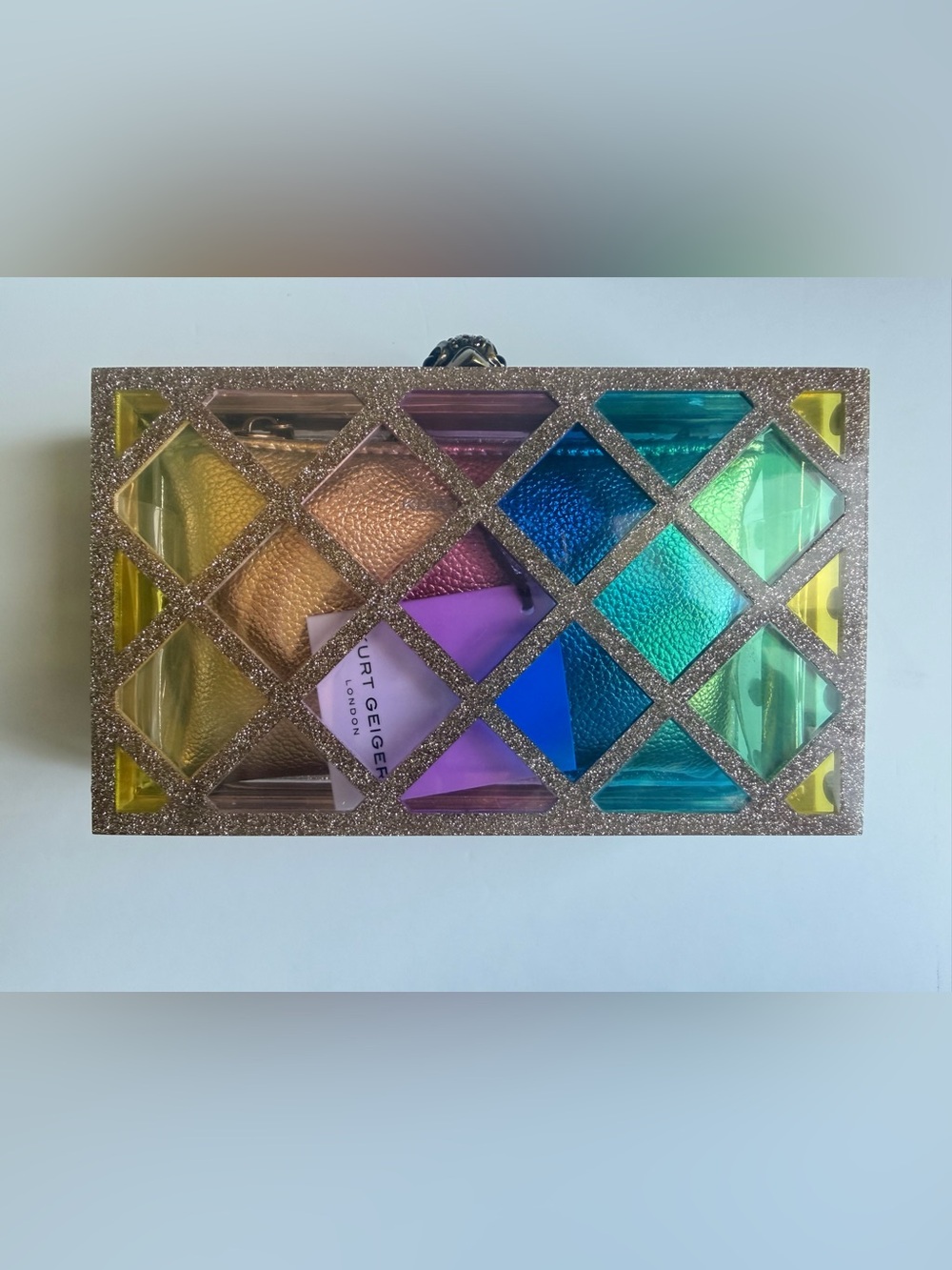 NWT Kurt Geiger London Crystal Quilt Box Clutch Bag